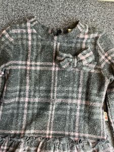 Cute Plaid Girls Woolen Dress