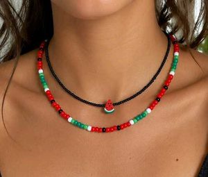 Watermelon Beaded Necklace Set