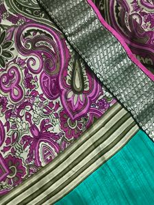 Elegant Teal Saree with Paisley Border