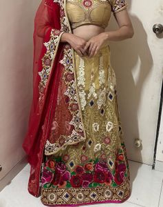 Red Embroidered Dupatta