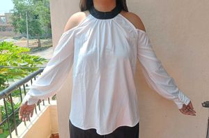 Stylish Cold Shoulder White Top