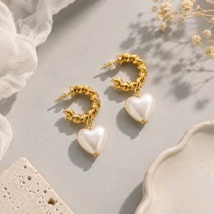 Heart Pearl Hoop Earrings