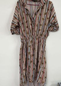 Striped Button-Up Midi Dress