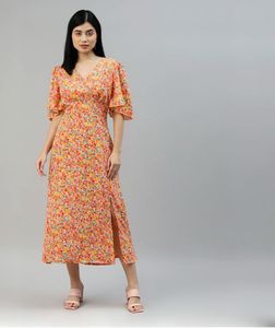 PlusS Chic Floral Midi Dress with Side Slit