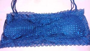 Blue Lace Bandeau Bra
