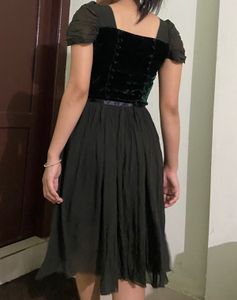 Elegant Velvet &amp; Chiffon Corset Dress