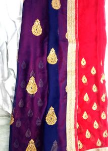 wedding special  Blue &amp; Red stone work Embroidered