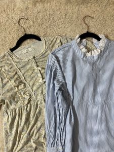 Cute Floral &amp; Striped Tops Set