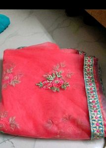 Beautiful Teal Kurta with Pink Embroidery set