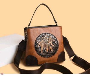 Embossed Elephant Bucket SlinG/Bag