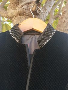 Elegant Black Velvet Bandhgala Jacket
