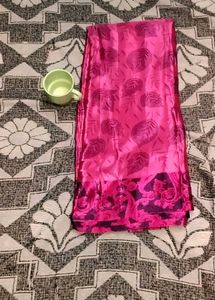 Beautiful Pink Printed Saree with Free Tea Cup