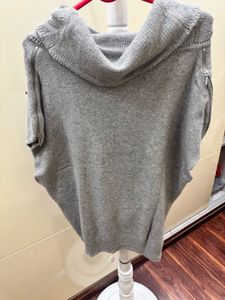 Promod  Grey Knit Poncho Sweater