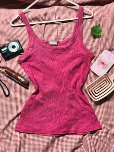 Hot Pink Y2K Ribbed Tank Top