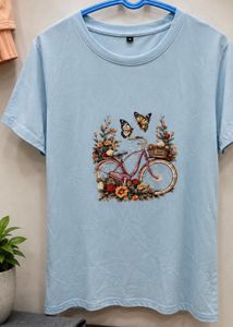 Cute Bicycle & Butterfly Graphic Tee