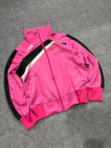 Pink Track Jacket with Black Stripes
