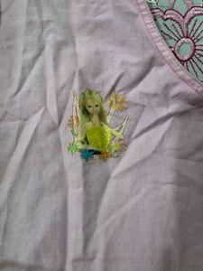 Pink Sleeveless Button-Up Top with Fairy Graphic
