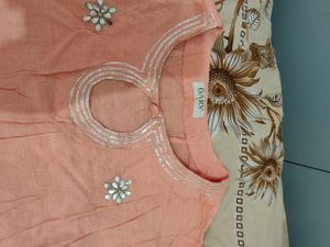 Elegant Peach Kurta Set with Dupatta