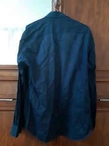 Men's Navy Polka Dot Dress Shirt