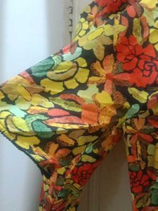 Colorful Floral Kurta Set with Tassel Detail