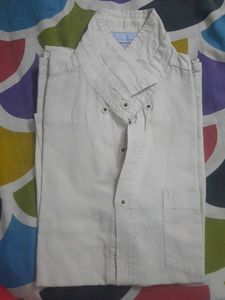 Men's Beige Button-Up Shirt