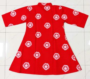 ( New) Red Floral Round Kurta Pair