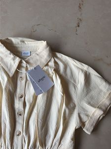 Urbanic Cream Shirt Style Crop Top