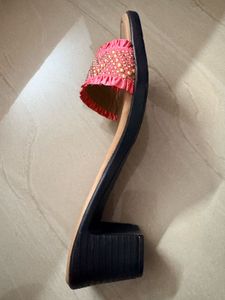 Stylish Embellished Pink Slide Sandals