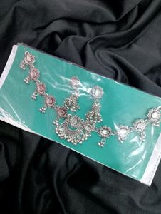 🔥 trendy silver oxidise Jewellery set