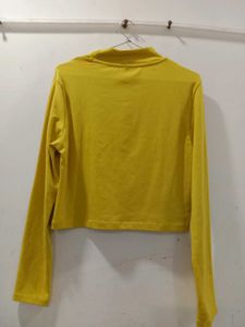 Mustard Yellow Mock Neck Cropped Top