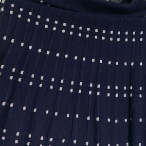 Navy Blue Knit Skirt with White Dots