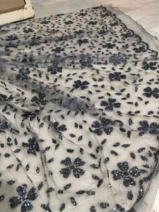 Elegant Grey Floral Embellished Net Dupatta