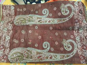 Elegant Brown Embroidered Saree