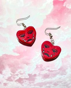 Handmade Crying Heart Earrings