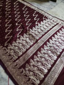 Maroon pure Banarasi Silk Saree