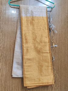 Beautiful Golden and silver (beige)Saree