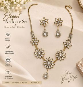 Chic Floral Necklace & Earring Set