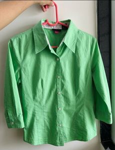 Lime Green Collared Button-Up Shirt
