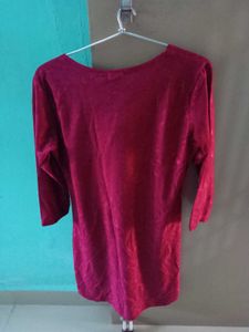 Wine Textured Button-Front Top | Bust 34