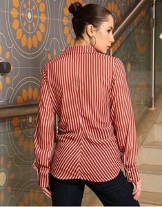 Chic Striped Wrap Blouse