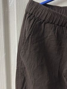 Comfortable Brown Linen Blend Pants