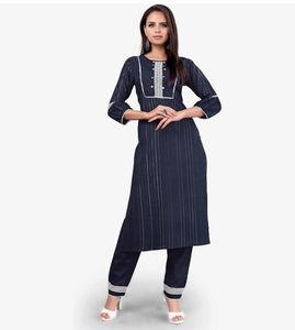 Elegant Navy Striped Kurta Set