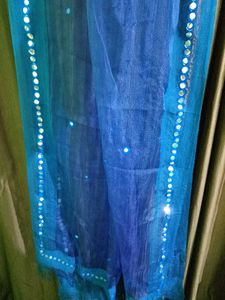 Royal Blue Mirror Work Tissue Dupptta 💙