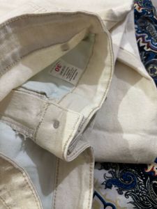 Cream Wide Leg Jeans
