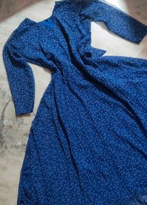 Elegant Blue Printed Maxi Dress