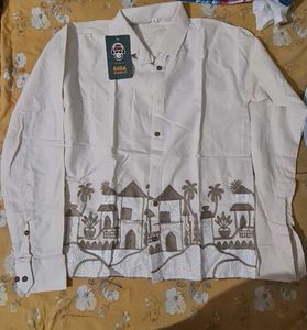 Men's Embroidered Linen Shirt