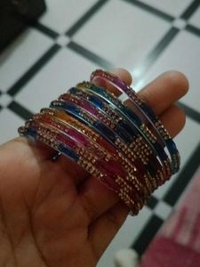 Vibrant Multicolor Bangles with Rhinestone Accents