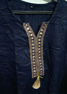 Blue Embroidered Top