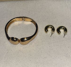 Golden Bracelet &amp; Hoop earrings ComboSet