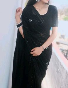 Elegant Black Sequin Saree